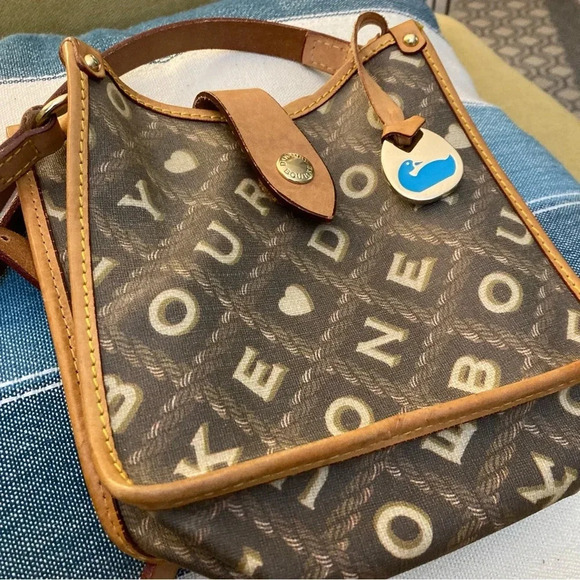 Dooney and Bourne Vintage Leather Letters Crossbody Bag Brown Tan - Picture 4 of 12